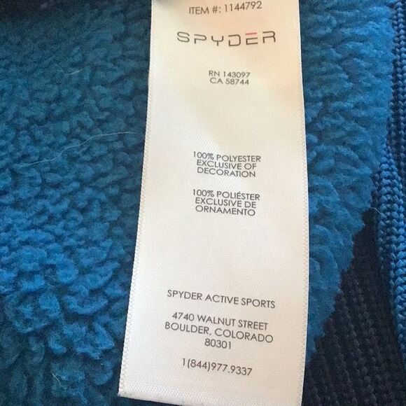 Spyder Blue Black Fleece Lined Stretch Knit Performance Zip Up Jacket - Picture 15 of 16